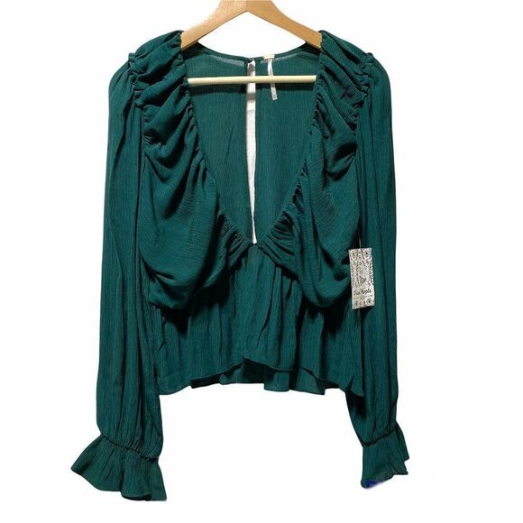 New Free People Daia Blouse Garden Gem - Picture 2 of 6